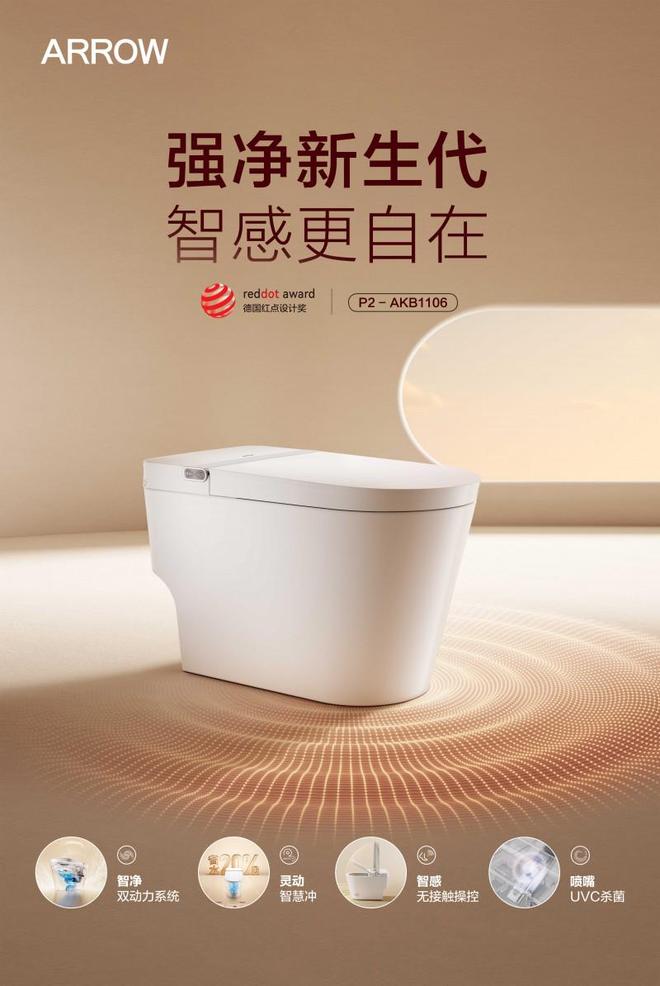 ARROW箭牌P2智能马桶搭载灵动智慧冲冲力强劲更节能(图1)
